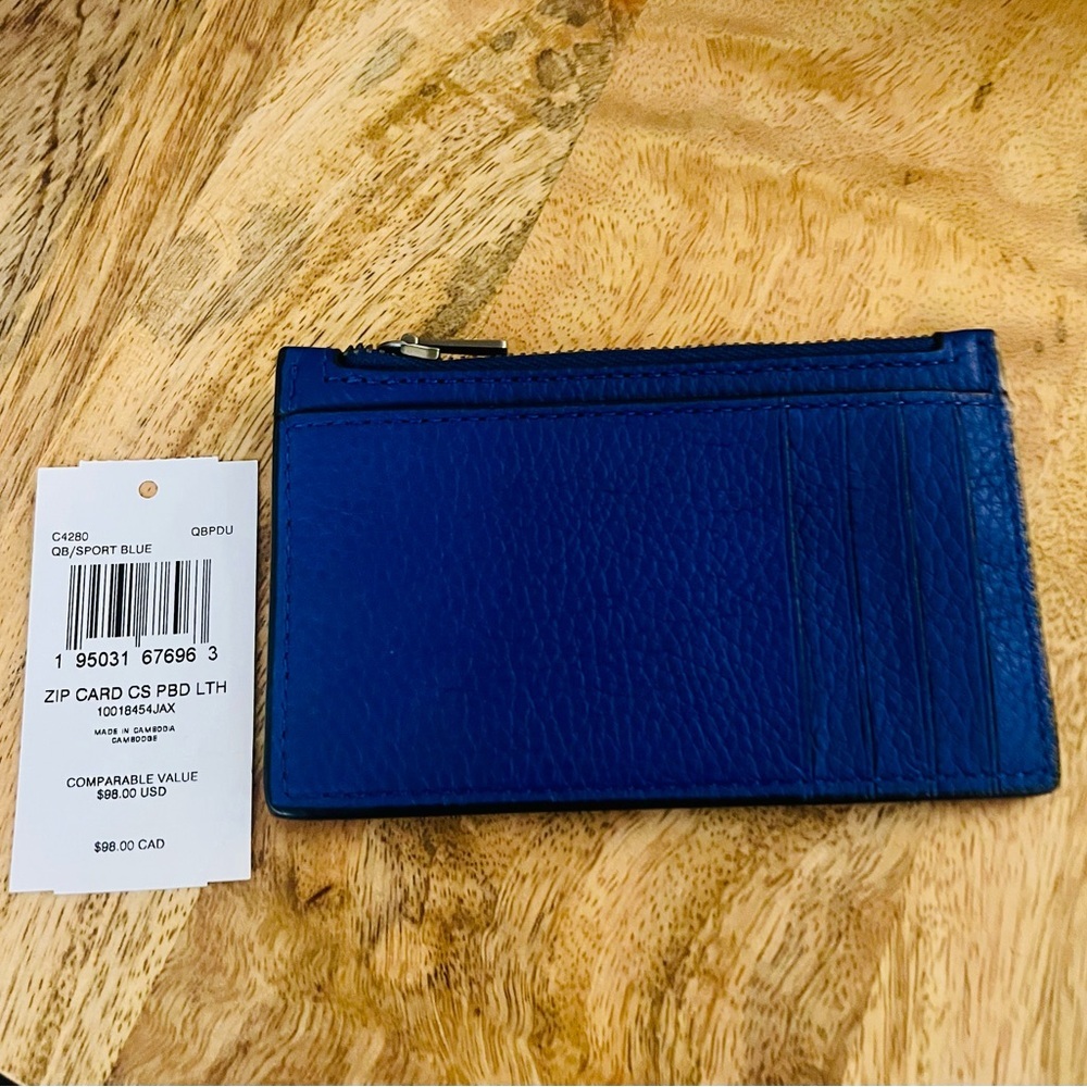 NWT Coach Zip Card Case with style number C4280 in Sport Blue and Dust Bag. - Picture 4 of 9